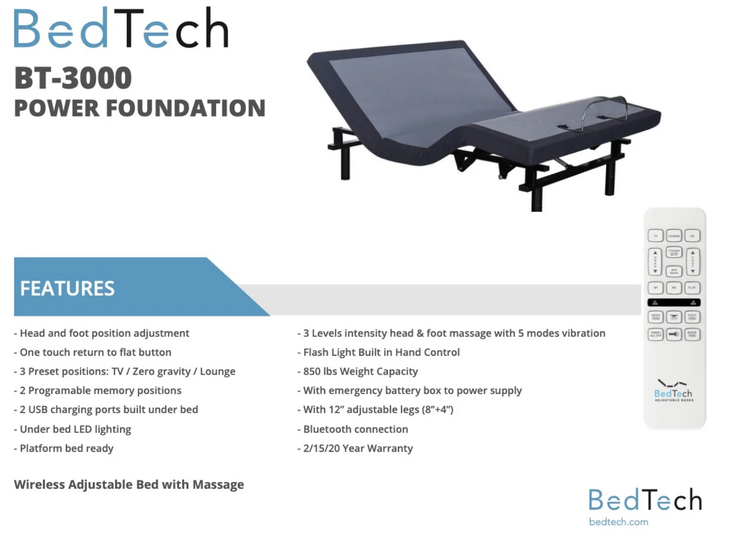 BedTech BT3000 Adjustable Bed - Image 3